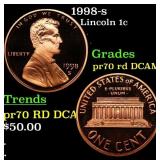 1998-s Proof Lincoln Cent 1c pr70 rd DCAM SEGS