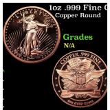 1oz .999 Fine Copper Bullion Round - Walking Liber