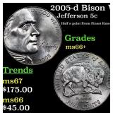 2005-d Bison Jefferson Nickel Westward Journey Nea