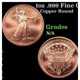 1oz .999 Fine Copper Bullion Round - Walking Liber