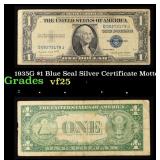 1935G $1 Blue Seal Silver Certificate Grades vf+ M