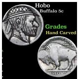 Hobo Buffalo Nickel 5c Grades Hand Carved