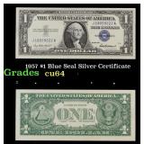 1957 $1 Blue Seal Silver Certificate Grades Choice