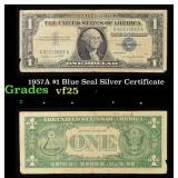 1957A $1 Blue Seal Silver Certificate Grades vf+