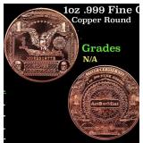 1oz .999 Fine Copper Bullion Round - Dollar Silver