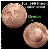 1oz .999 Fine Copper Bullion Round - Apollo 11 Sty