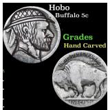 Hobo Buffalo Nickel 5c Grades Hand Carved