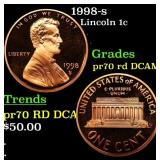 1998-s Proof Lincoln Cent 1c pr70 rd DCAM SEGS