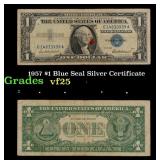 1957 $1 Blue Seal Silver Certificate Grades vf+