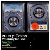 PCGS 2004-p Texas Washington Quarter 25c ms65 PCGS