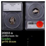 2002-s Proof Jefferson Nickel 5c pr70 dcam SEGS