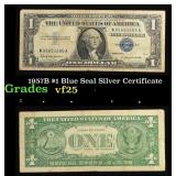 1957B $1 Blue Seal Silver Certificate Grades vf+