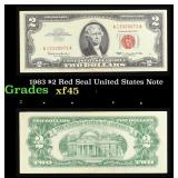 1963 $2 Red Seal United States Note Grades xf+