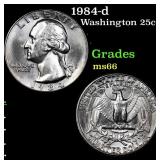 1984-d Washington Quarter 25c Grades GEM+ Unc