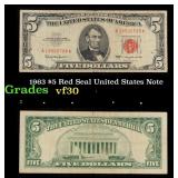 1963 $5 Red Seal United States Note Grades vf++