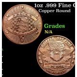 1oz .999 Fine Copper Bullion Round - Back the Blue