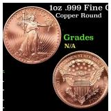 1oz .999 Fine Copper Bullion Round - Walking Liber