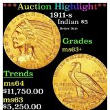 *Highlight* 1911-s Gold Indian Half Eagle $5 Selec