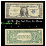 1957B $1 Blue Seal Silver Certificate Grades vf+