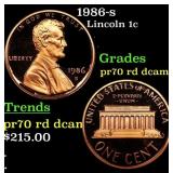 1986-s Proof Lincoln Cent 1c GEM++++ Proof Rd USCG