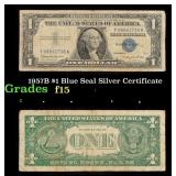 1957B $1 Blue Seal Silver Certificate Grades f+