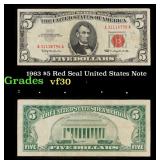 1963 $5 Red Seal United States Note Grades vf++