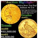 *Highlight* 1910-p Gold Indian Quarter Eagle Near