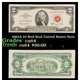 1963A $2 Red Seal United States Note Grades Choice