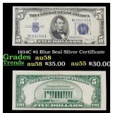 1934C $5 Blue Seal Silver Certificate Grades Choic