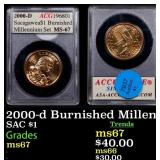 2000-d Sacagawea Dollar $1 Burnished Millennium Se