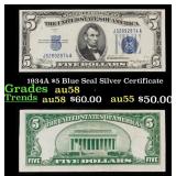 1934A $5 Blue Seal Silver Certificate Grades Choic