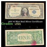 1957 $1 Blue Seal Silver Certificate Grades vf+