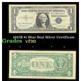 1957B $1 Blue Seal Silver Certificate Grades vf++