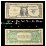 1957A $1 Blue Seal Silver Certificate Grades vf+