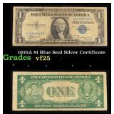 1935A $1 Blue Seal Silver Certificate Grades vf+