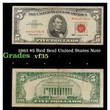 1963 $5 Red Seal United States Note Grades vf++