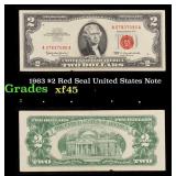 1963 $2 Red Seal United States Note Grades xf+