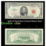 1963 $5 Red Seal United States Note Grades vf++