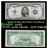 1934D $5 Blue Seal Silver Certificate Grades Choic