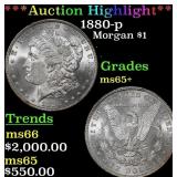 *Highlight* 1880-p Morgan Dollar $1 ms65+ SEGS (fc