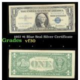 1957 $1 Blue Seal Silver Certificate Grades vf++