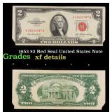 1953 $2 Red Seal United States Note Grades xf deta