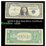 1957B $1 Blue Seal Silver Certificate Grades vf++