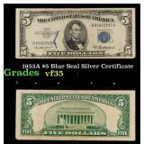 1953A $5 Blue Seal Silver Certificate Grades vf++