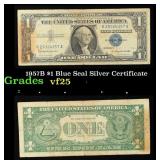 1957B $1 Blue Seal Silver Certificate Grades vf+