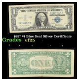 1957 $1 Blue Seal Silver Certificate Grades vf+