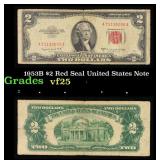 1953B $2 Red Seal United States Note Grades vf+