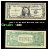 1957 $1 Blue Seal Silver Certificate Grades vf++