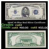 1934C $5 Blue Seal Silver Certificate Grades Selec