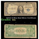 1935A $1 Blue Seal Silver Certificate Grades f+